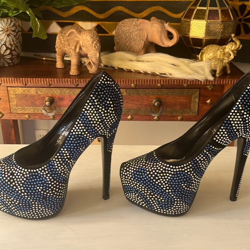 Platform 6 inch heels dressy, stoned